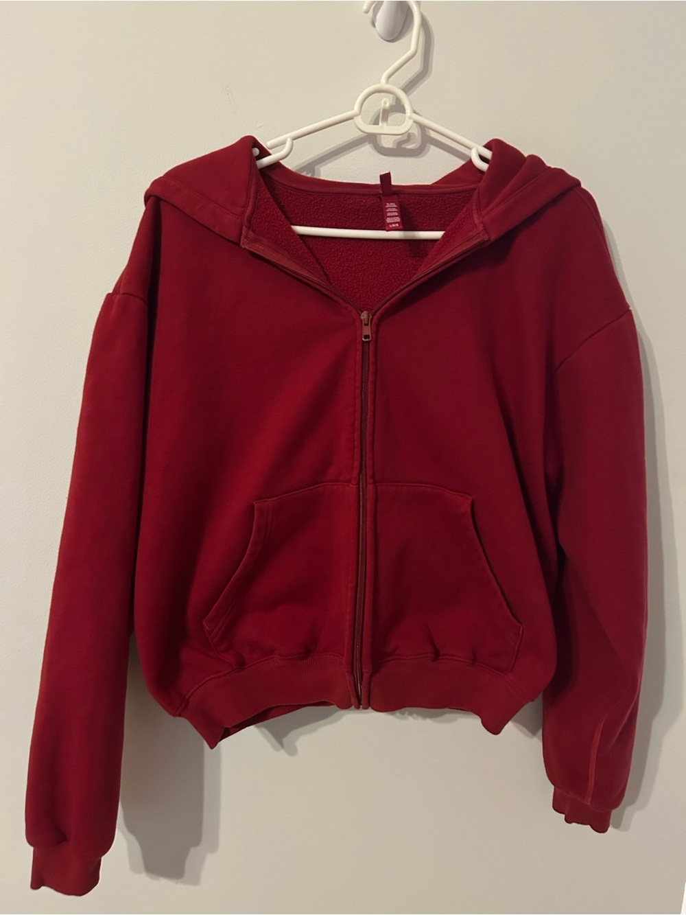 SKIMS Women's Red Full-Zip Hoodie Jacket